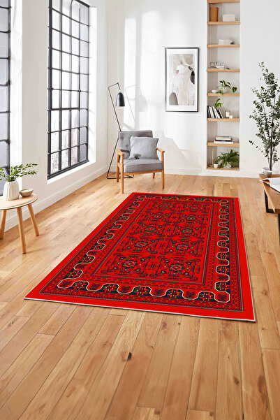 Napoli Home Etnik Afgan Desen Dijital Baskılı Yıkanabilir Kaymaz Taban Yolluk...