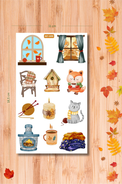 Burak Baskı Tasarım Cozy Winter Sticker Sheet - Autumn Winter, Planner Bullet...