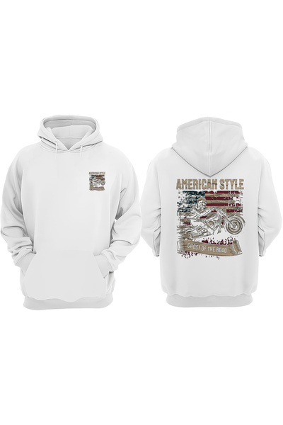 THEWERT Λευκό φούτερ με τυπωμένη κανονική εφαρμογή Unisex American Style Riders