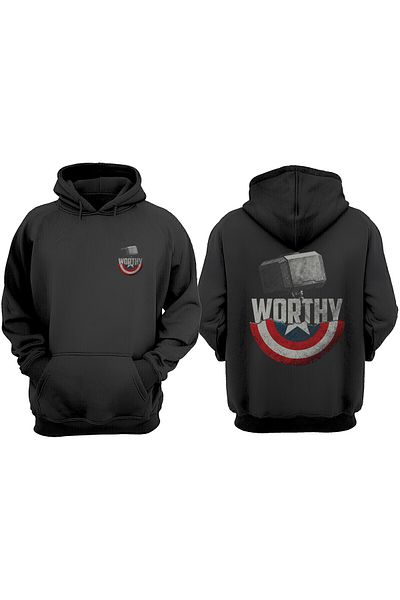 THEWERT Unisex Thor Captain America Σχέδιο Μπροστινό Πίσω Τυπωμένο κανονικό μαύρο φούτερ