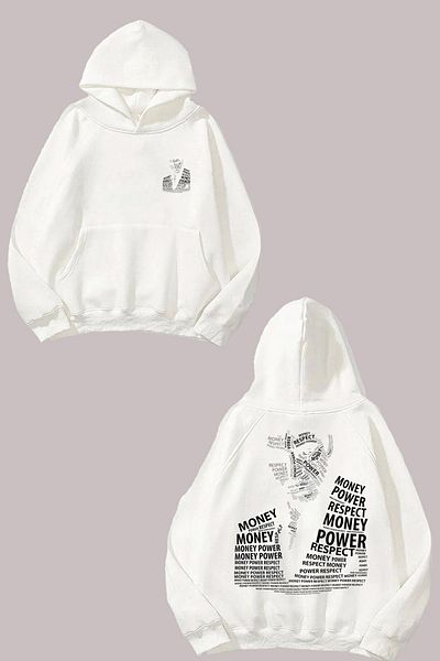 THEWERT Unisex Scarface Money Design Front Back Printed Regular Fit White Sweatshirt