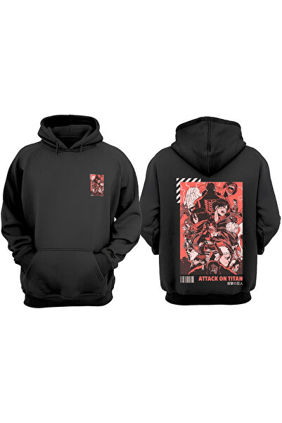 THEWERT سويت شيرت أسود بتصميم الرسوم المتحركة Attack On Titan للجنسين من الأم...