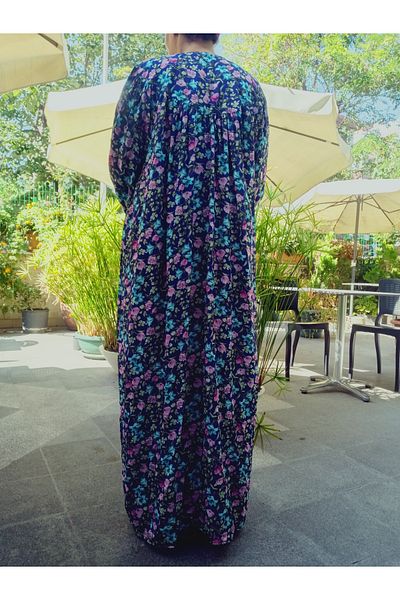 hoaryage Robadan Rochie de mamă cu mânecă lungă, 100% viscoză, cu flori de presiune, rochie de rugăciune