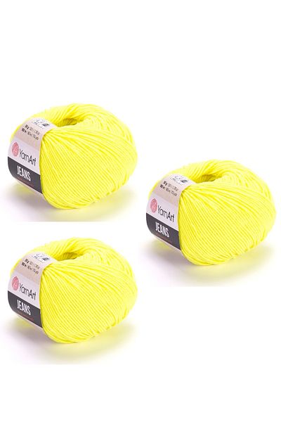 Yarnart Yarn Art Jeans 58 Highlighter Yellow Amigurumi Knitting String Cardigan Knitting String Baby String Punch String 3-Pack