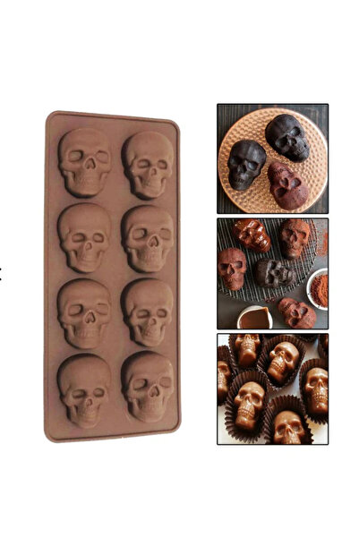 Şenhomee Silikon çikolata kalıbı kuru kafa cadılar bayramı halloween buz kalı...