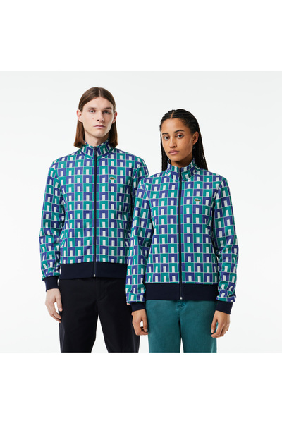 Lacoste Unisex Regular Fit Fermuarlı Desenli Renkli Sweatshirt