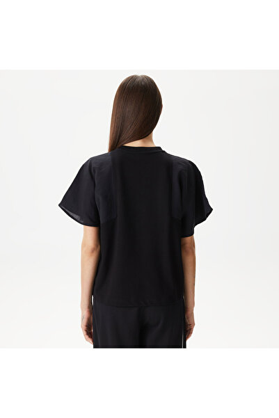 Lacoste Kadın Loose Fit Bisiklet Yaka Siyah T-Shirt