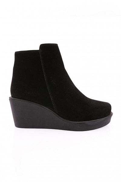 DGN 22540-22k Γυναικεία Wedge Sole Ankle Boots Μαύρο Suede Γνήσιο δέρμα
