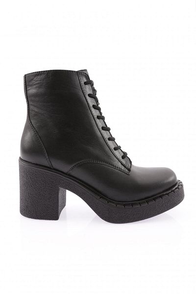 DGN Black Genuine Leather Women's Boots - 9171882