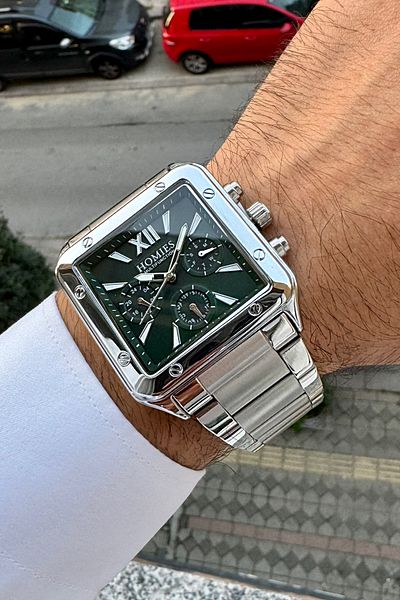 Homies Men's Wristwatch - Square Case, Steel Cord, All Functions Work with Bracelet Gift