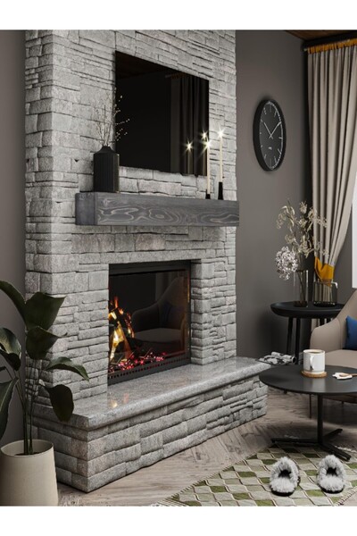 Yggdrasil Home Decor Dekoratif Doğal Ahşap 90x20x7-8 Cm Şömine Üstü Raf (gizl...