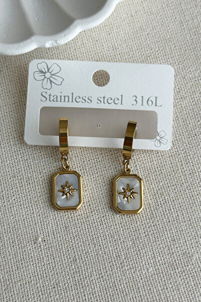 MODA Caprea Çelik Kutup Yıldızı Kadın Küpe Karamaz Kadın Küpe Kadın Çelik Küpe