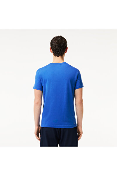 Lacoste Erkek Regular Fit Bisiklet Yaka Baskılı Mavi T-shirt