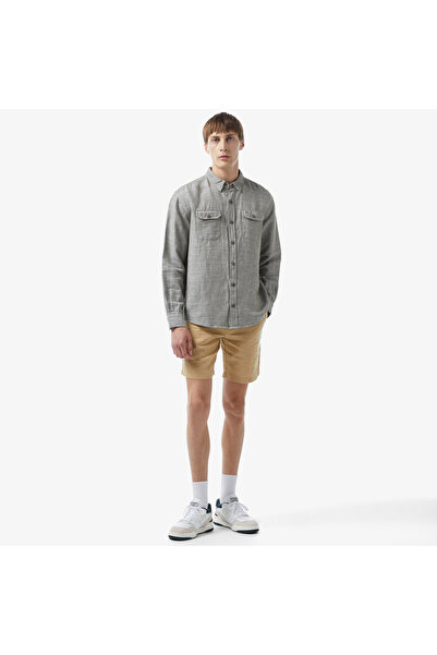 Lacoste Erkek Slim Fit Keten Bej Bermuda