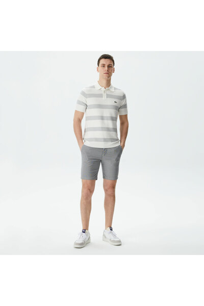 Lacoste Erkek Slim Fit Desenli Gri Bermuda
