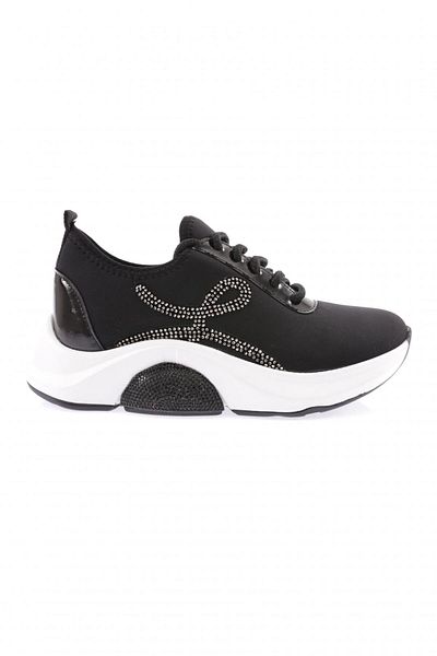DGN 1013-22Y Women's Lace-Up Side Silver Stone Stretch Thick Sole Sneakers Shoes