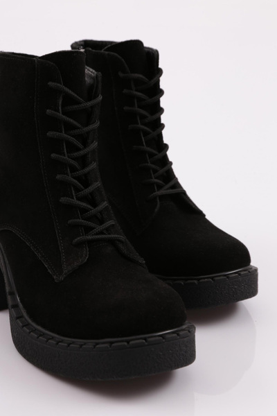 DGN Kadın Bot Siyah Süet Hakiki Deri 9171882