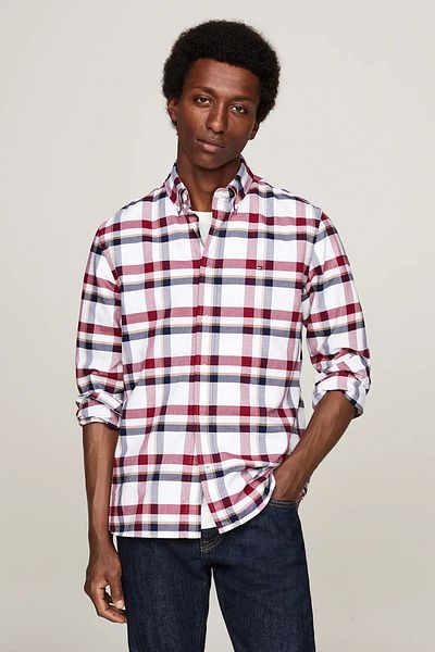 Tommy Hilfiger Men's Medium Chk Heritage Oxf Rf Shrt Casual Shirt - Red