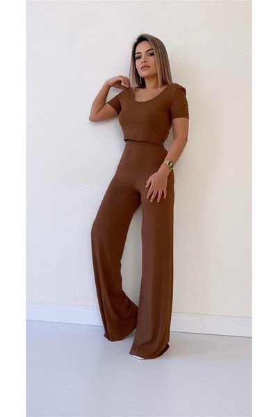 SEDA FİDAN Camisole Fit Afișează Pantaloni Drapați Maro
