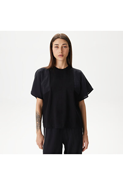 Lacoste Kadın Loose Fit Bisiklet Yaka Siyah T-Shirt