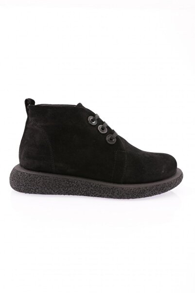 DGN Women's Lace-Up Boots Black Suede Genuine Leather 261426910