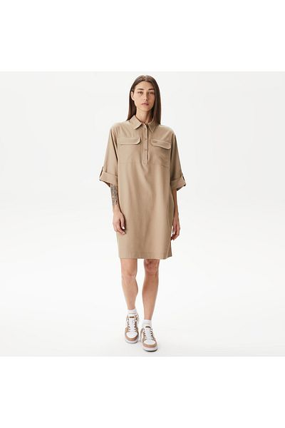 Lacoste Rochie maro cu gât polo pentru damă