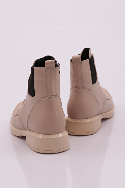 DGN Kadın Bağcıklı Fermuarlı Bot Hakiki Deri Bej 33626210108