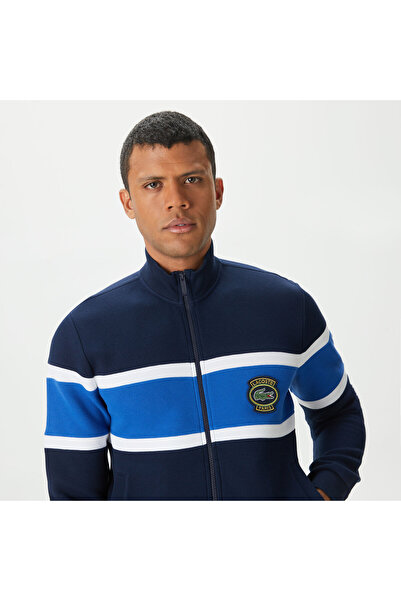 Lacoste Erkek Regular Fit Dik Yaka Renk Bloklu Lacivert Sweatshirt