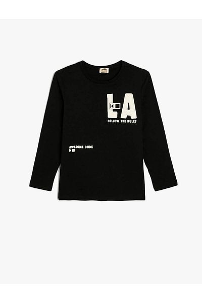 Koton Cotton City Printed Long Sleeve Crew Neck T-Shirt