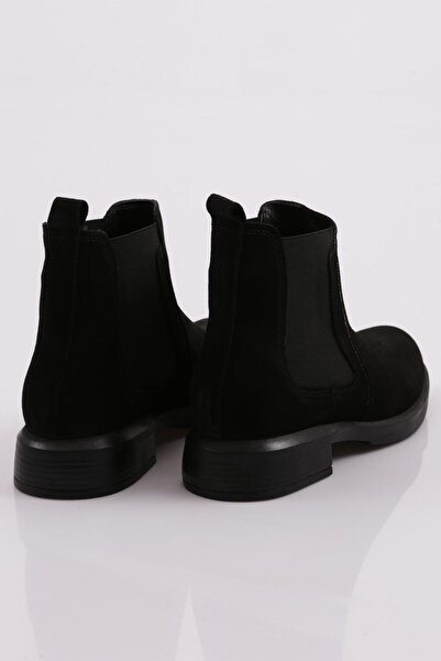 DGN Kadın Strech Detaylı Bot Hakiki Deri Siyah Süet 33642210108