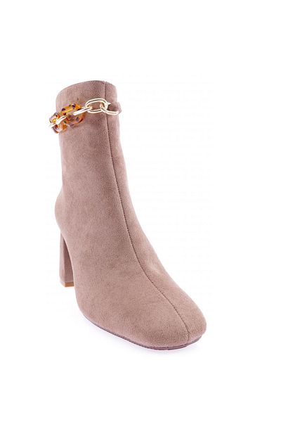 DGN 22k420-22k Suede γυναικείες μπότες με τακούνι - Χοντρή αλυσίδα και λεπτομέρεια αξεσουάρ
