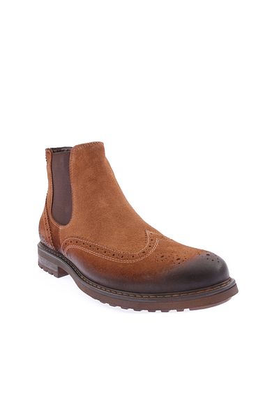DGN Men's Laser Chelsea Boots Tan Suede Genuine Leather 104423210