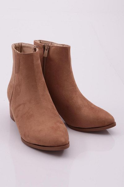 DGN Si-07k Damen – 22k Nude Wildleder-Stiefeletten mit spitzer Zehenpartie und Absatz