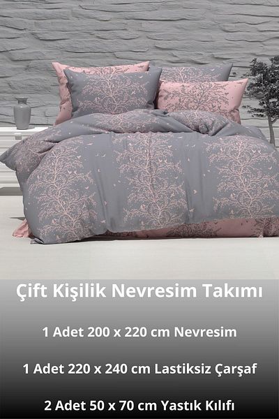 LATTE TEKSTİL Σετ Παπλωματοθήκη Sunrise Double, Cotton Ranforce, Συνδυασμός Ύφασμα με Σχέδια