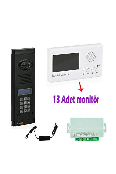 konwi intercom Görüntülü Diafon Seti Apartman Tpi 13 Daire Set Vsions 4,3 Mon...