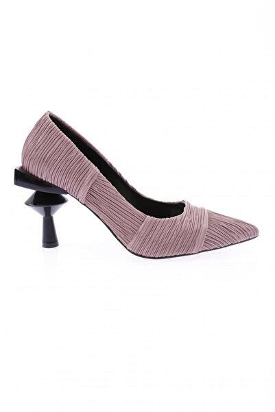 DGN Pointed Toe Low-Cut Salmon Wrinkled Thin Heeled Women's Shoes - 23623261