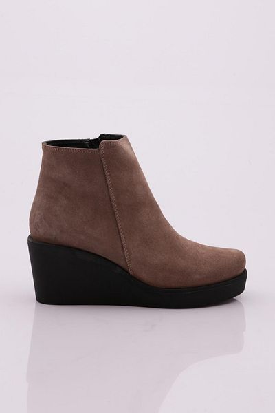 DGN 22540-22k Γυναικείες μπότες με σφήνα σόλα Mink Suede Γνήσιο δέρμα