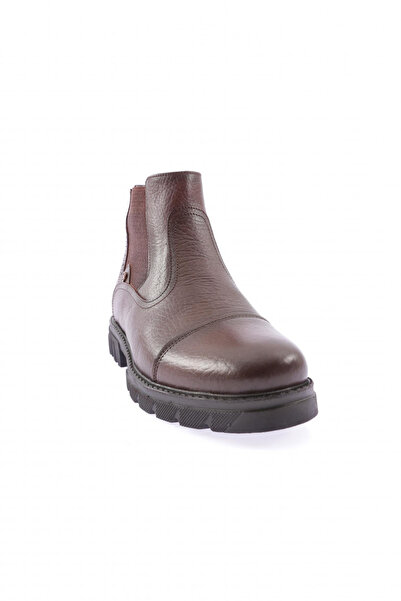 DGN Мъжки еластични ботуши Челси с детайли Светлокафява естествена кожа 3621022696