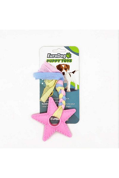 Eurodog Pink Star Patterned Puppy Toy - Teeth Scratching, Model 451121