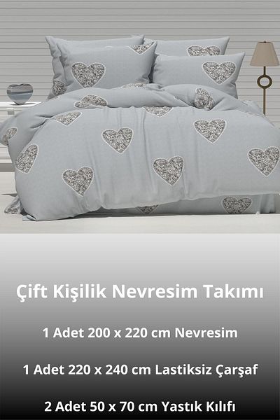 LATTE TEKSTİL Σετ Παπλωματοθήκη Sunrise Double, Cotton Ranforce, Συνδυασμός Ύφασμα με Σχέδια