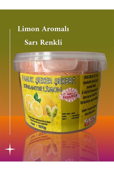 Konsantre Pamuk Şeker Tozu 500 gr - Sarı Limon Aromalı ve Renklendirici Karışım (Yüksek Verimli)