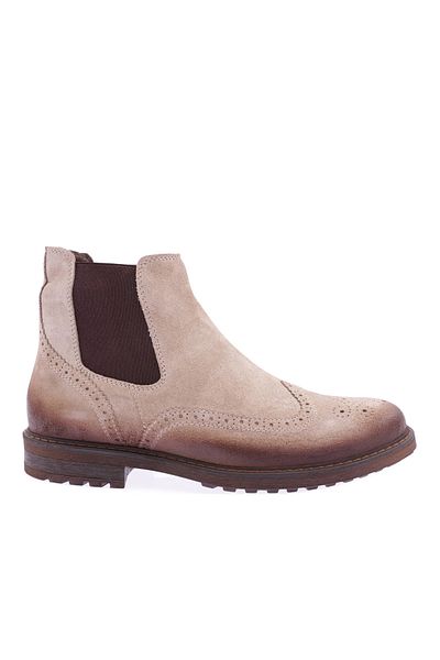 DGN Men's Laser Chelsea Boots Beige Suede Genuine Leather 104423210