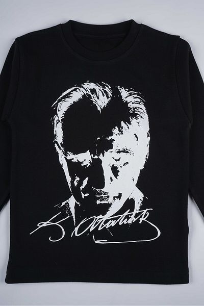 MİNİKO KİDS 23 aprilie 19 mai 29 octombrie Atatürk Transpirație din bumbac cu mânecă lungă, cu steagul turcesc
