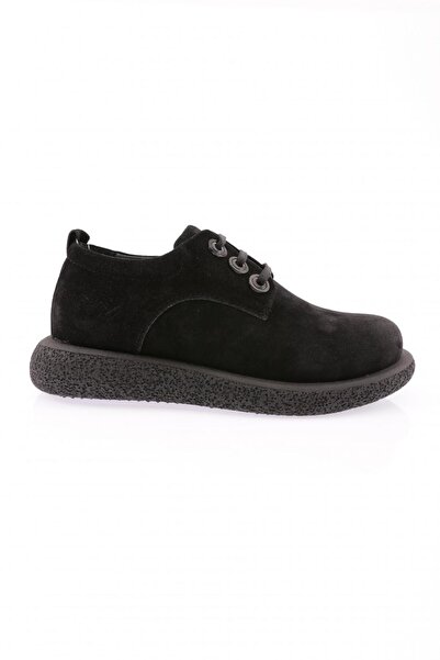 DGN Women's Lace-Up Casual Shoes Black Suede Genuine Leather 261326910