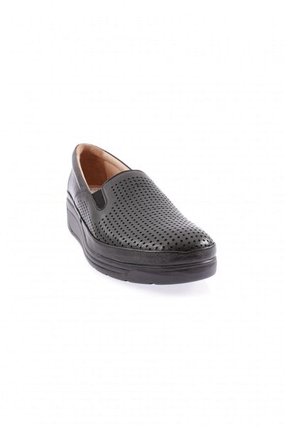 DGN Pantofi Confort pentru damă cu talpă groasă Laser Piele autentică Negru 46473217