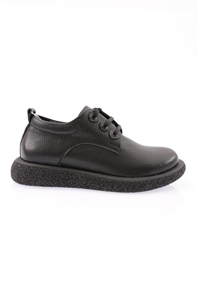 DGN Women's Lace-Up Casual Shoes Black Floater Genuine Leather 261326910