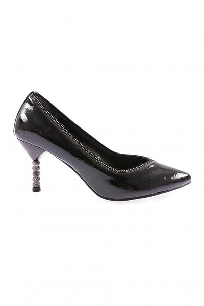 DGN Pantofi de rochie de seara de dama din piele lacuita neagra 217462621