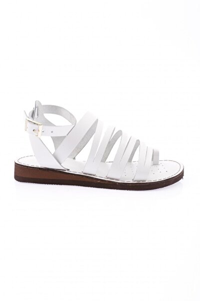 DGN Women's Flip Flops Strappy Ankle Sandals White Genuine Leather 2723218