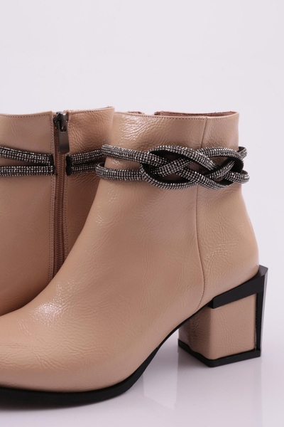 DGN Kadın Simli Ip Detaylı Topuklu Bot Nude Rugan 910121033