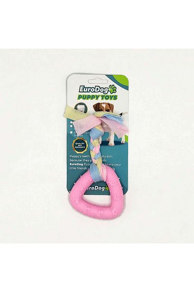 Eurodog لعبة خدش الأسنان على شكل مثلث وردي من Puppies Toys Dpmah
